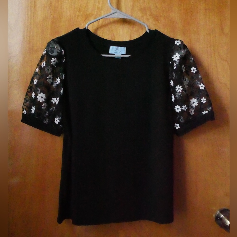 Embroidered puff sleeve top